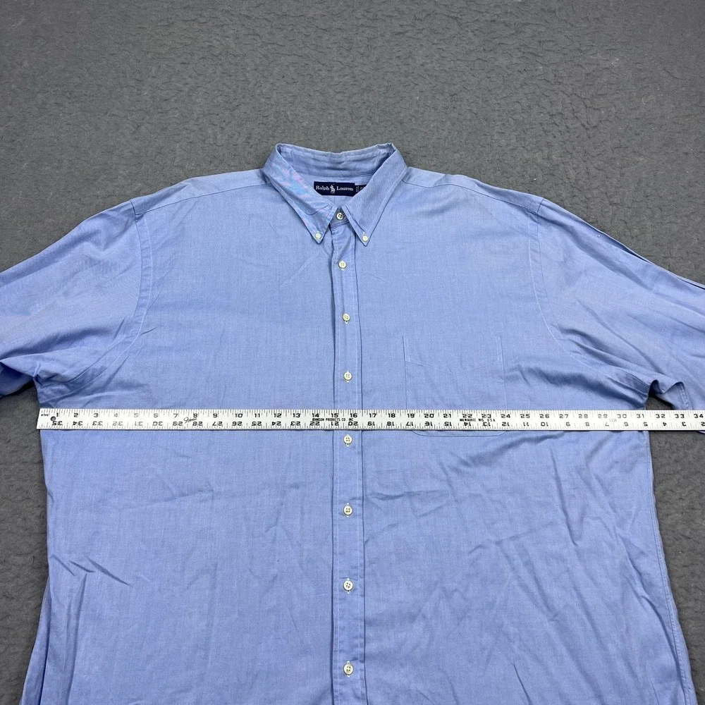 Ralph Lauren Dress Shirt Men's 3LT Blue Solid Woven Performance Button Up Pocket